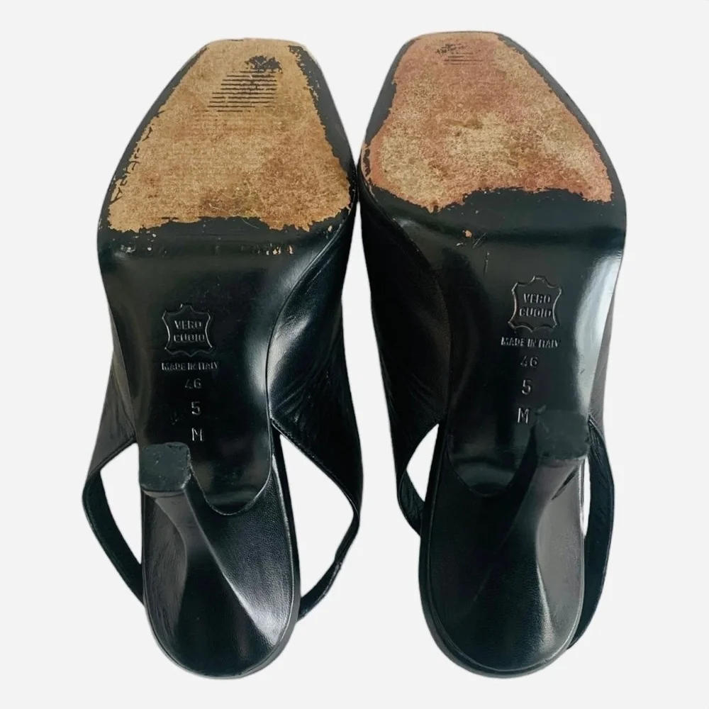 VIA SPIGA Black Leather High Heel Slingback Pumps Women’s Size 5